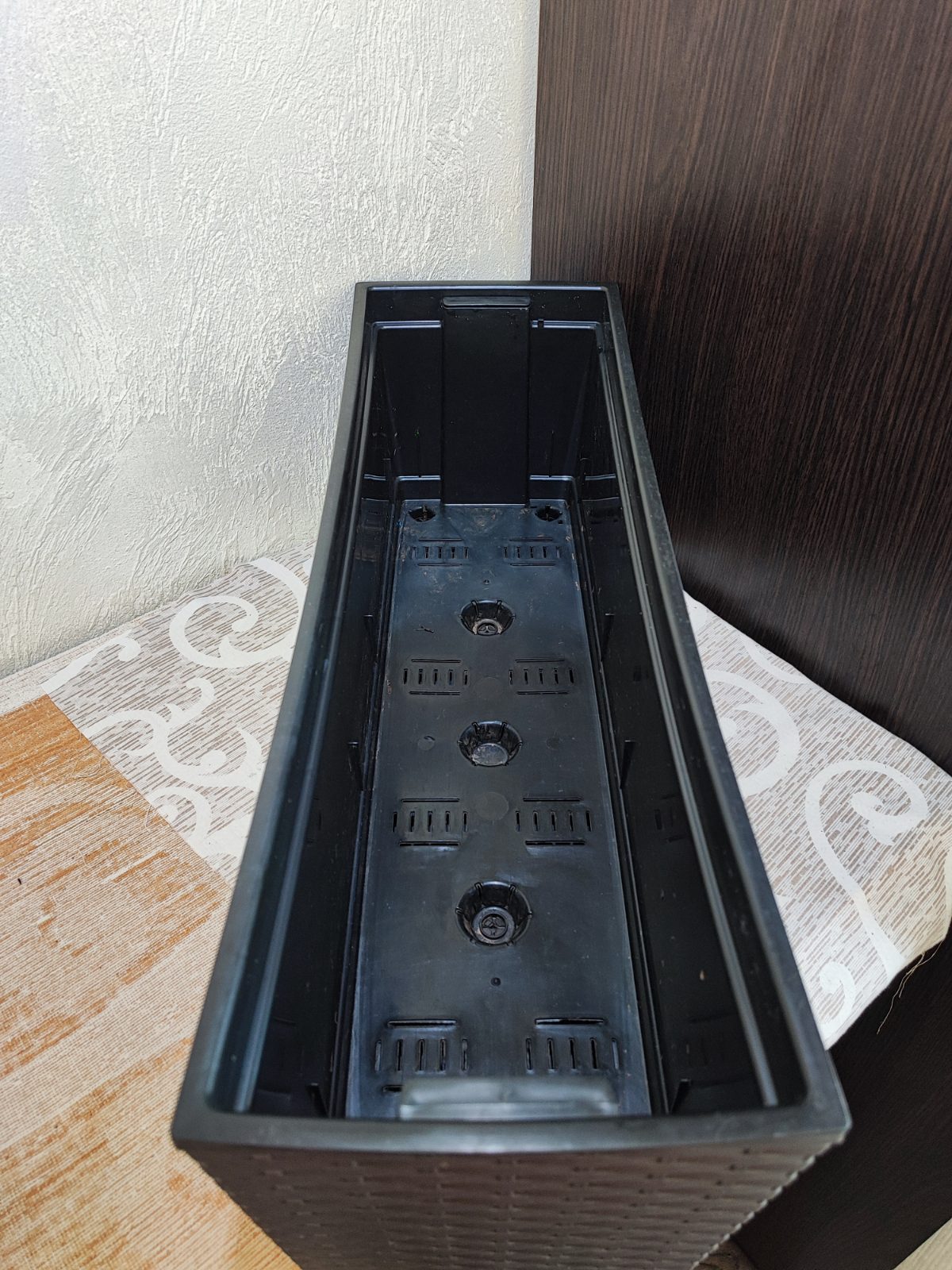🪴 Балконний ящик для квітів Lamela Begonia Rattan (56 см, графіт, ротанг)