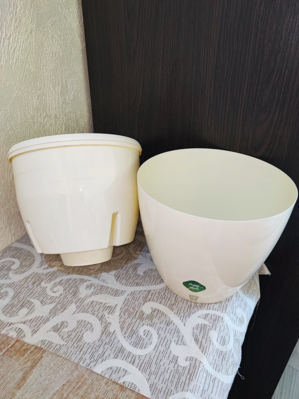 🌿 Горщик з автополивом Santino Deco Twin 9 л (Ø 26 см) білий / кремовий